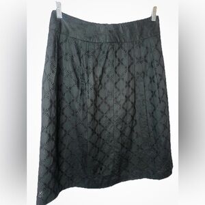 LOFT Black Eyelet A-Line Skirt – Classic Cotton Lined Skirt, Size 6